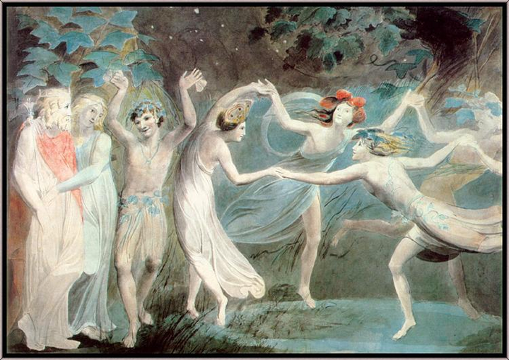 william blake丨oberon, titania and puck with fairies dancing