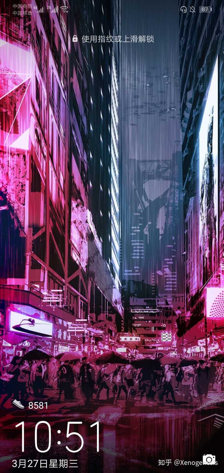 特别喜欢赛博朋克那种感觉 手机锁屏就是赛博朋克风格的图