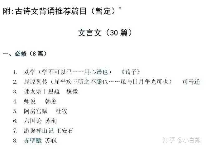 高中语文必背篇有哪些 知乎