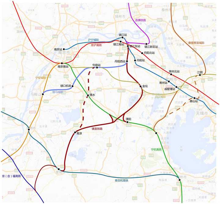 例如下图的扬马城际,计划在2018-2019年开工,设计时速250km/h(因为要