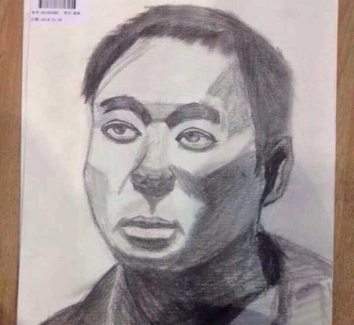 觉得自己画得还可以 就拿我一同学来说 画素描头像 画得就像这样