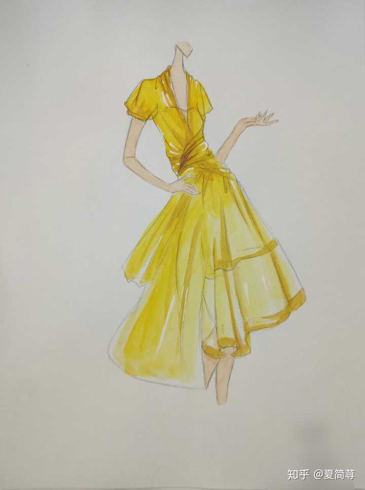 才能在人体上绘制漂亮的衣服,刚开始用铅笔给服装画上色,练