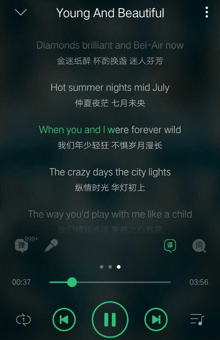 歌 《young and beautiful》 初見便驚豔.