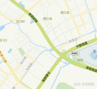 图中北口村为西青区大寺镇,西三合为津南区双港镇.
