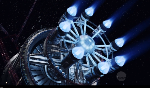 飞船姿态调整用的还是喷气,飞船动力依然是矢量推力发动机 没有反物质