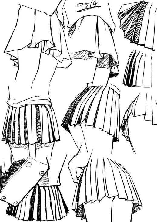 美少女百褶裙画法画女生用得上收好呀
