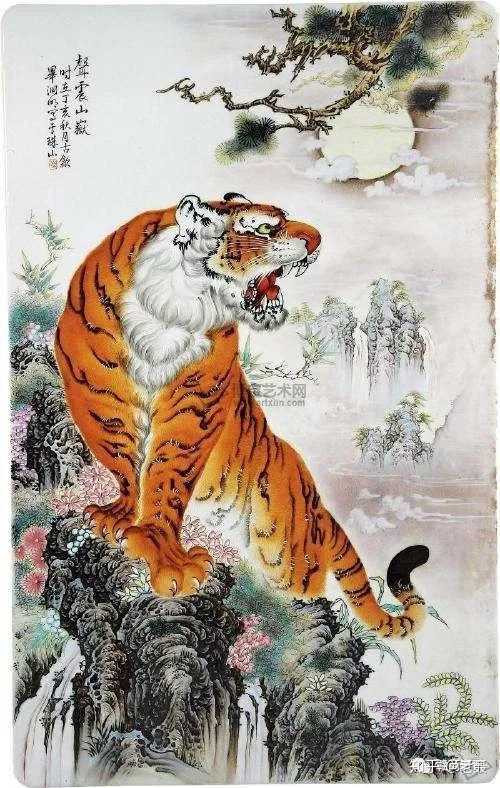 著名国画大师毕渊明先生所画瓷版画《威震山岳》