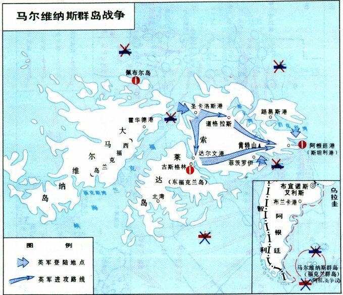 再看英国人登陆的地图,舰艇承受重大损失的地点都在马岛岸边几十公里