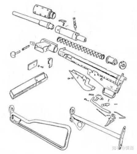 南部十四式拆解图,这算是配件比较少的