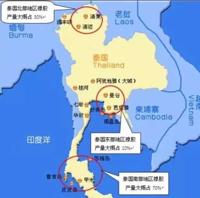目前, 泰国北部以清莱府为主的地区约占全国产量的30%左右,东部以罗勇
