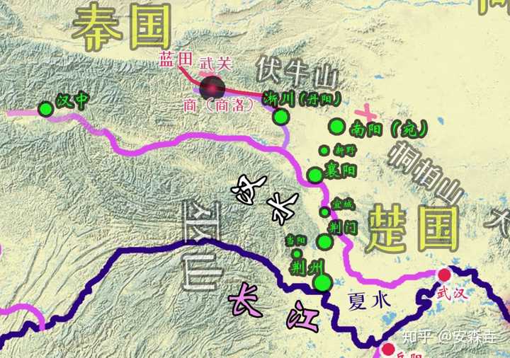 商地以及丹阳—蓝田所在位置.