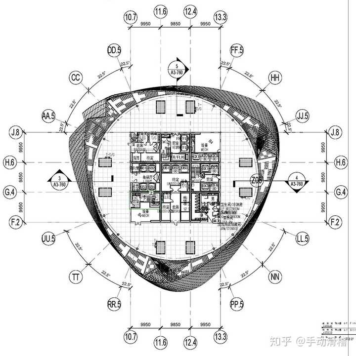 請問這種高層建築的柱網應該怎樣處理?