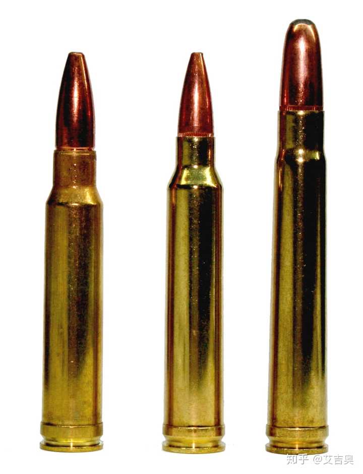 从左到右为.338温彻斯特马格南;.300温彻斯特马格南,.375hh马格南