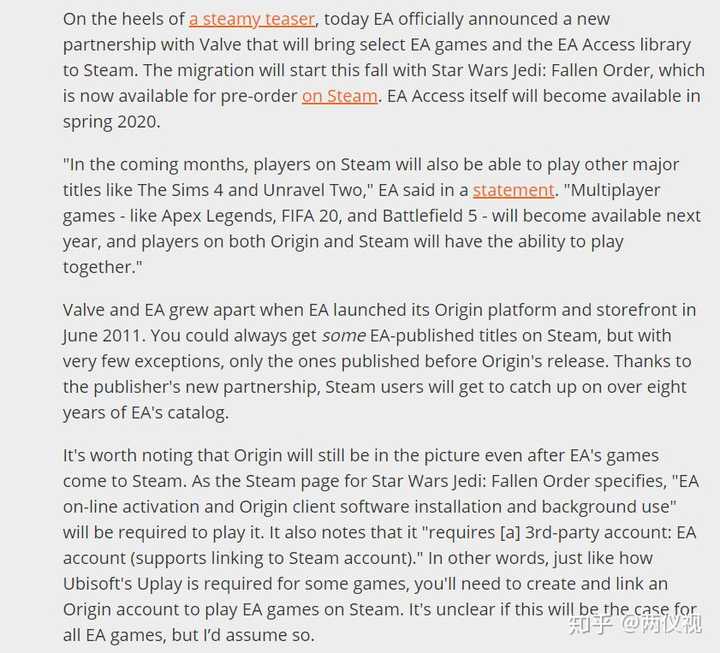 如何看待ea重新回归steam 知乎 如何看待ea重新回归steam 知乎