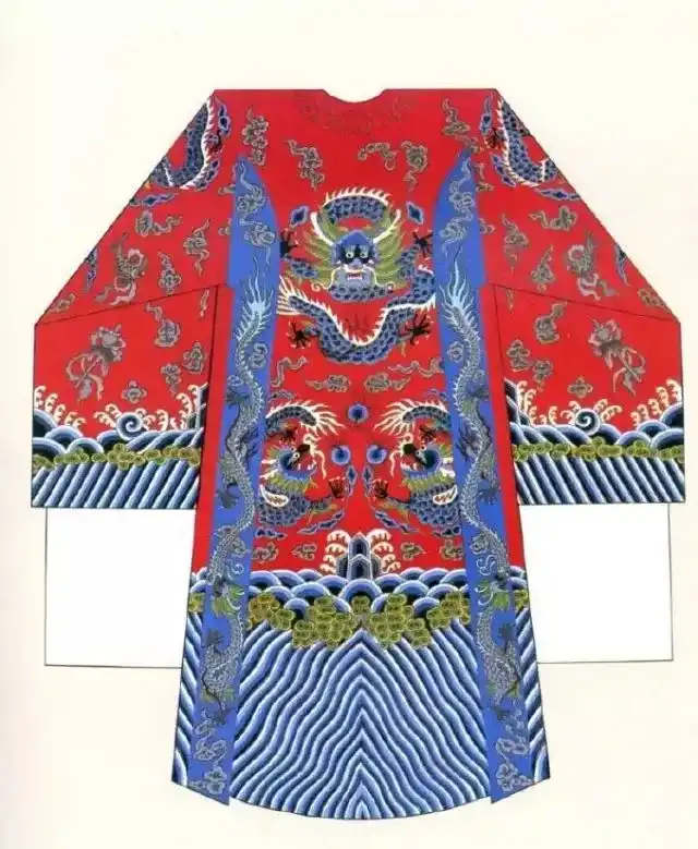 彩绣十团龙红色蟒袍