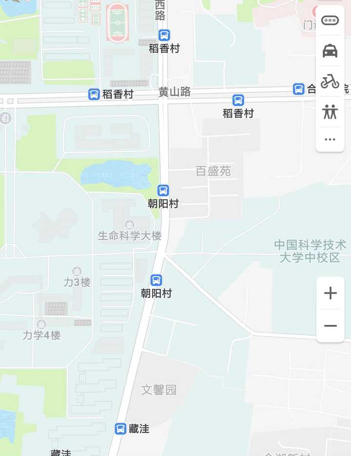 圖一 肥西路及黃山路沿線公交車站分佈圖