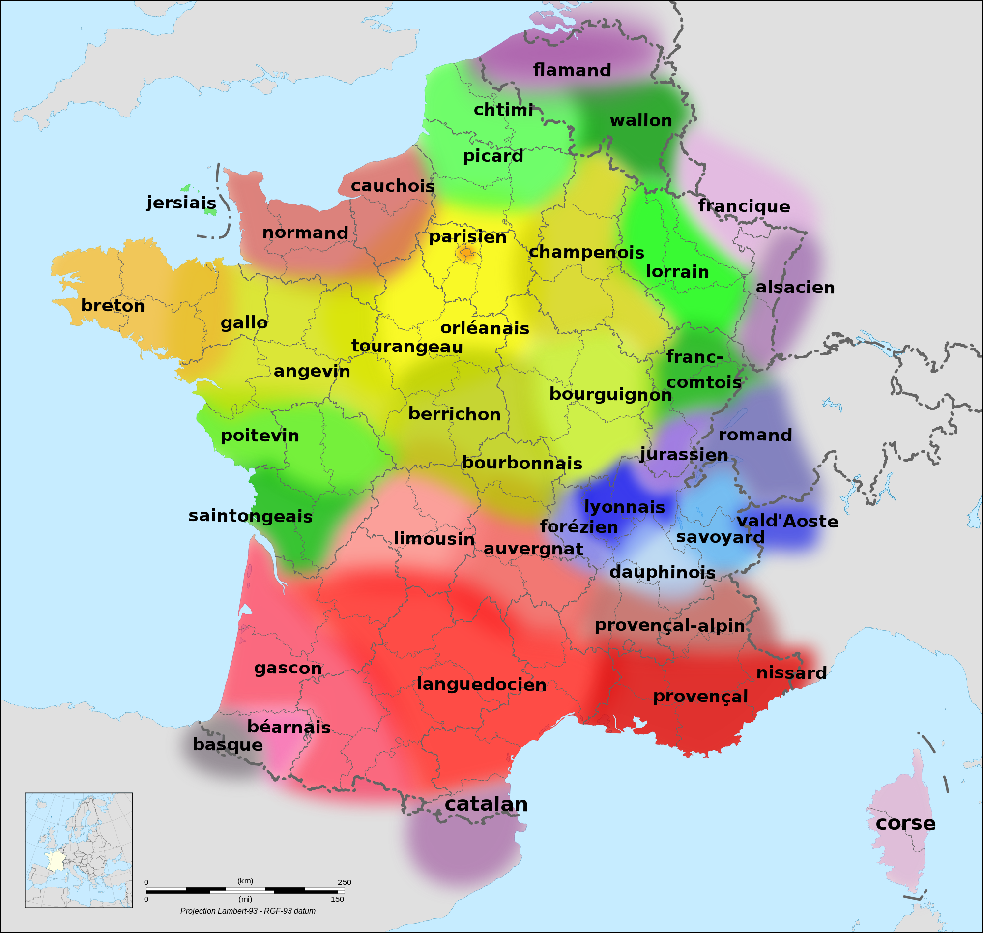 法国民族认同是在大革命之后才形成的,对于以巴黎为中心的标准法语