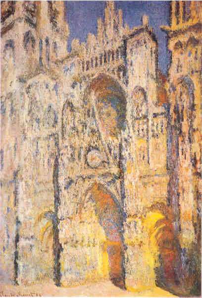但是有印象派建筑画,下图为莫奈画的很多幅鲁昂圣母院其中的一幅