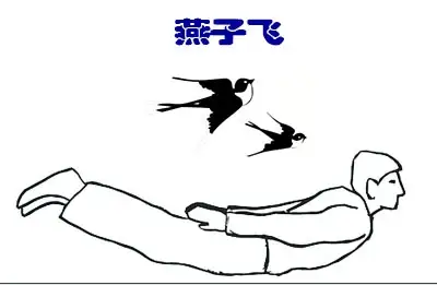 "小燕飞"就是模拟燕子飞行姿势而进行的肢体运动,也