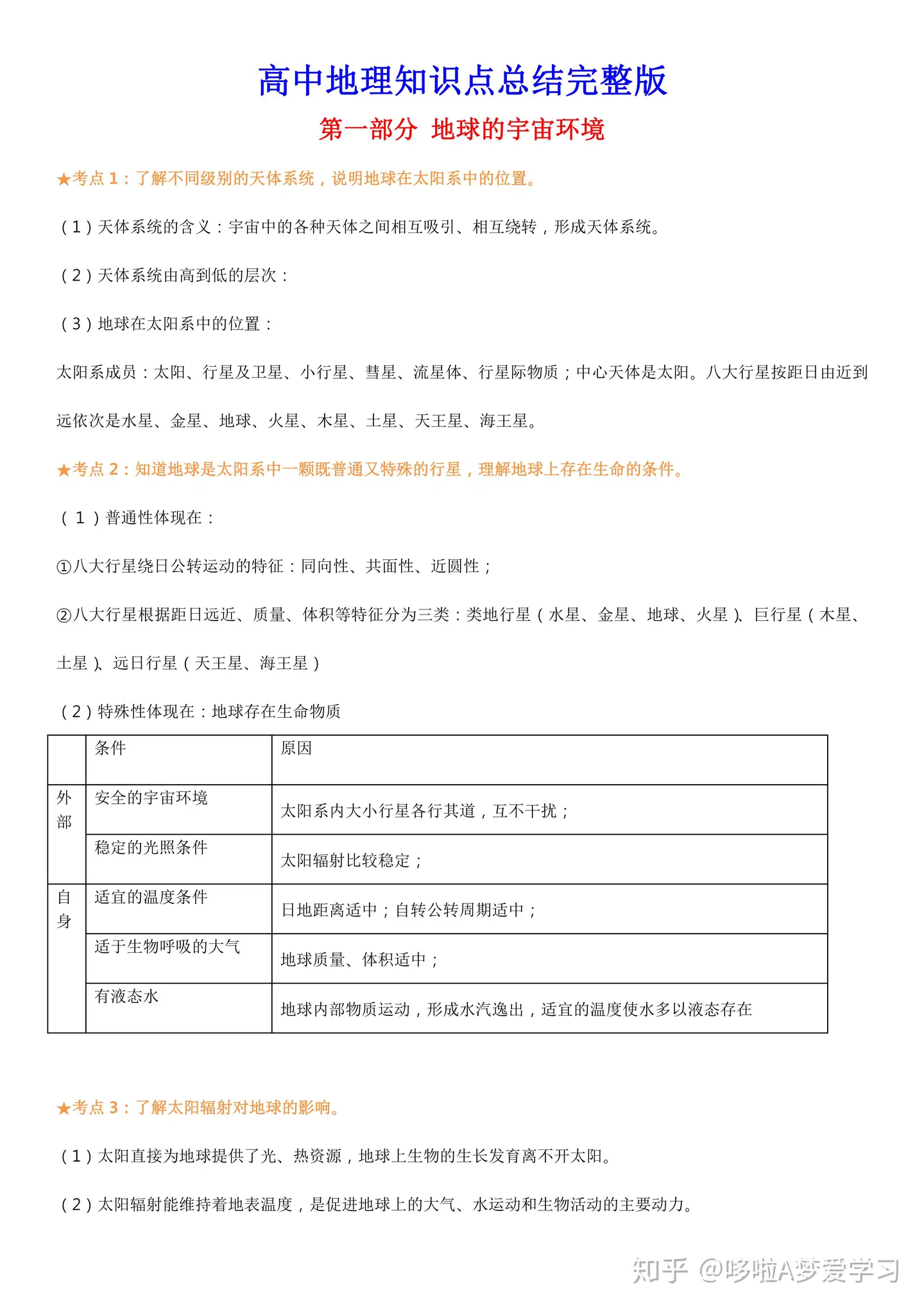 最扎实的提分方法 地理 知识点总结 完整版 你就是地理学霸 知乎