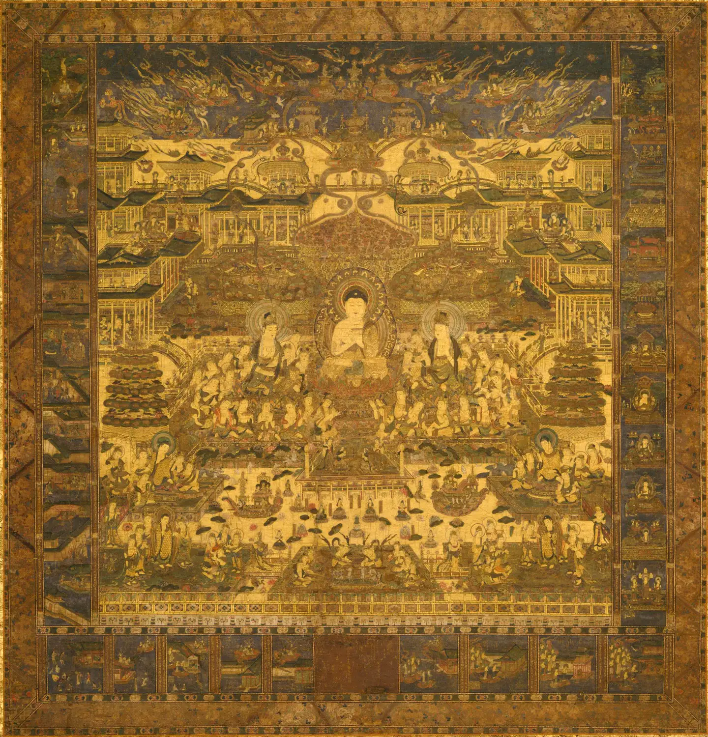 上品佛画——精美绝伦的《缀织当麻曼荼罗》（唐代流传到日本，古寺珍藏的