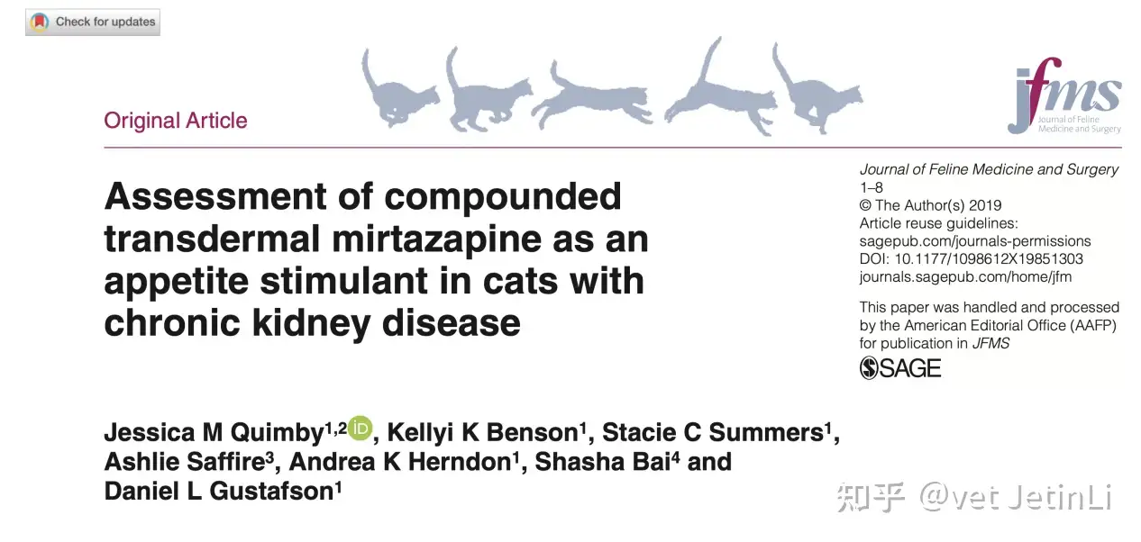复方米氮平透皮制剂作为慢性肾病猫食欲刺激剂的评估- 知乎