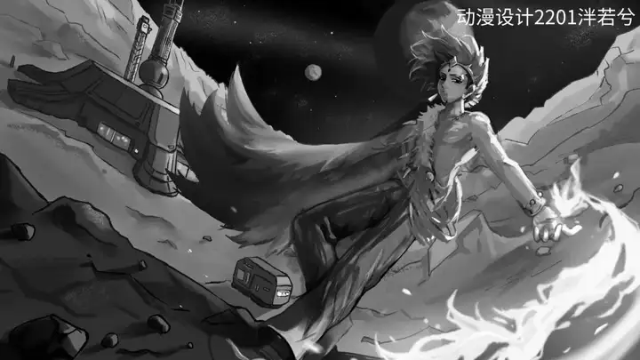 光影交织 笔绘万象|富阳校区动漫设计专业单色原画训练优秀作业展示(图3)