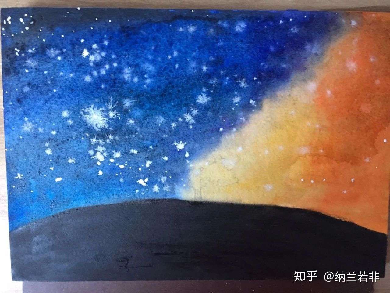 零基础绘画教程 水彩 夜空 知乎