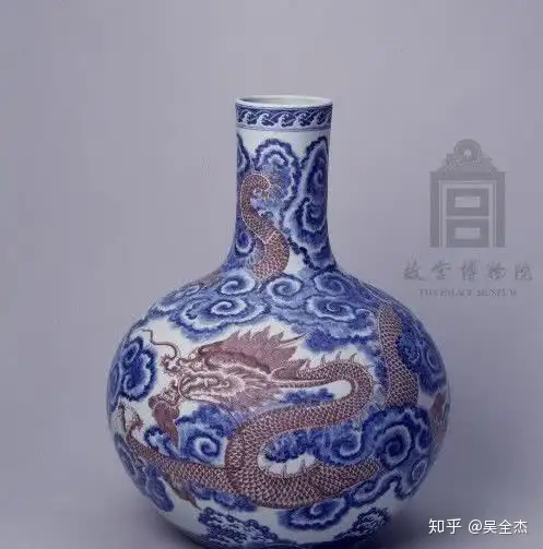 元時代釉里紅雕雲龍紋八方天球瓶！高さ34.5ｃｍ 直径20ｃｍ-