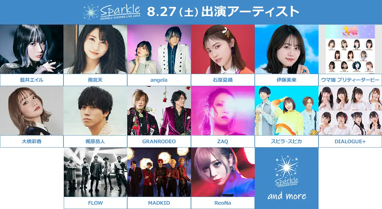 动画歌曲演唱会「Animelo Summer Live 2022 -Sparkle-」公开首波出演 