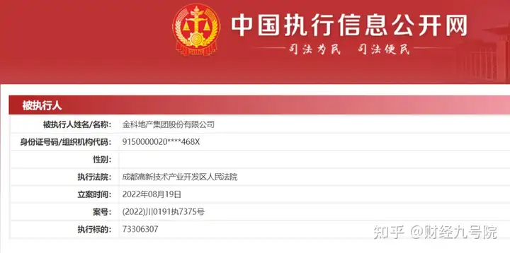 金科股份成失信被执行人，旗下累计被执行金额超16亿