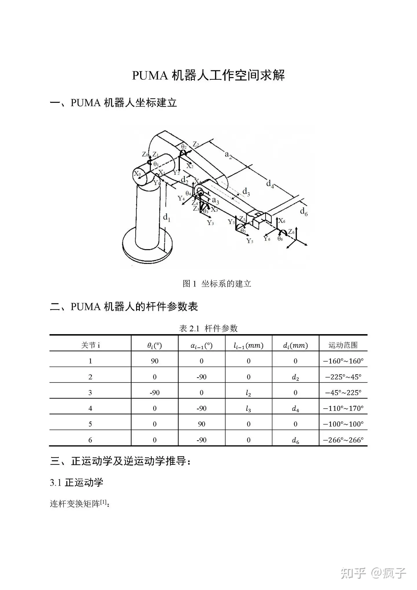 Puma机器人工作空间求解 知乎