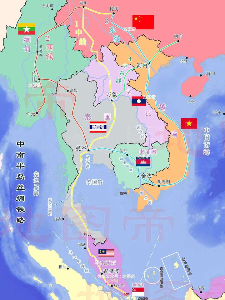 泰国周边的国家地图图片