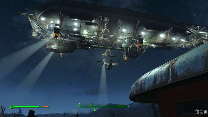 辐射4从黑根堡出来 伴随着bgm第一次看见兄弟会的飞艇