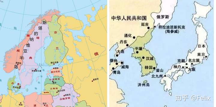 欧洲西北部的挪威和亚洲东北部的朝鲜,竟然只隔着一个国家!