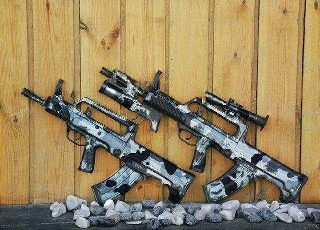 这是灰白迷彩涂装,应该是雪地作战用的(别问我持枪者服装的颜色,我