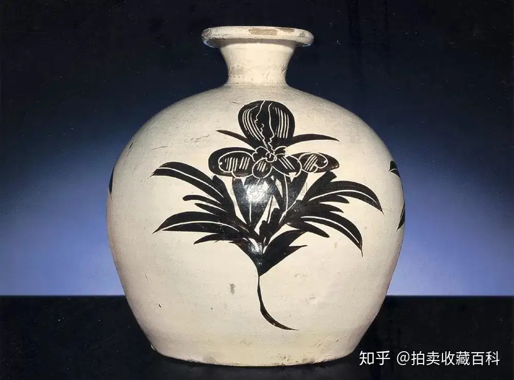 宋代磁州窯彩絵龍鳳紋磁梅瓶-