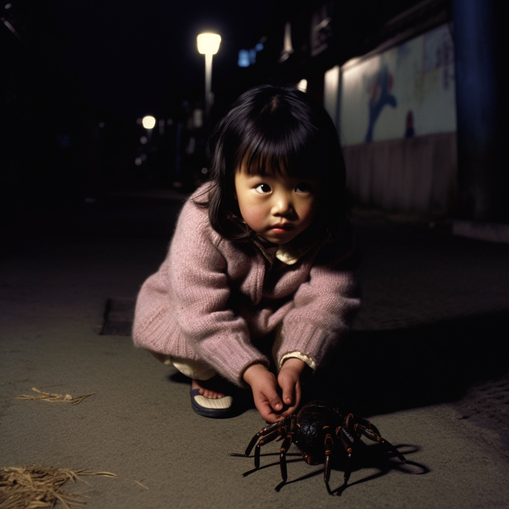 蜘蛛吐丝包裹小女孩图片