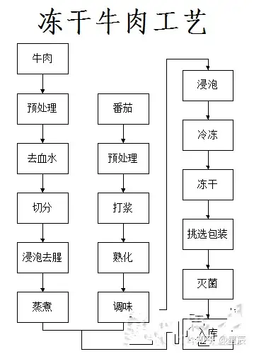 冻干熟牛肉的一系列冻干过程流程方案