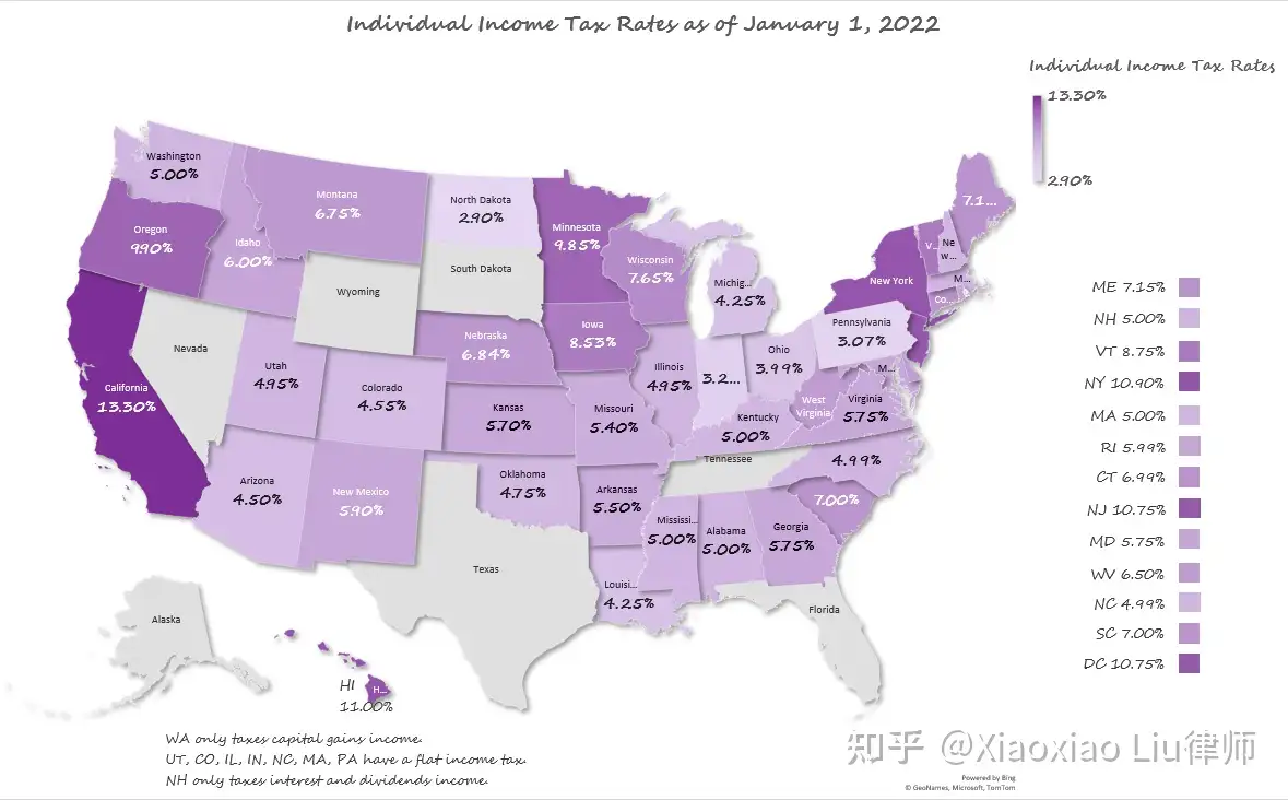 2022美国50州个人所得税最全整理- 知乎