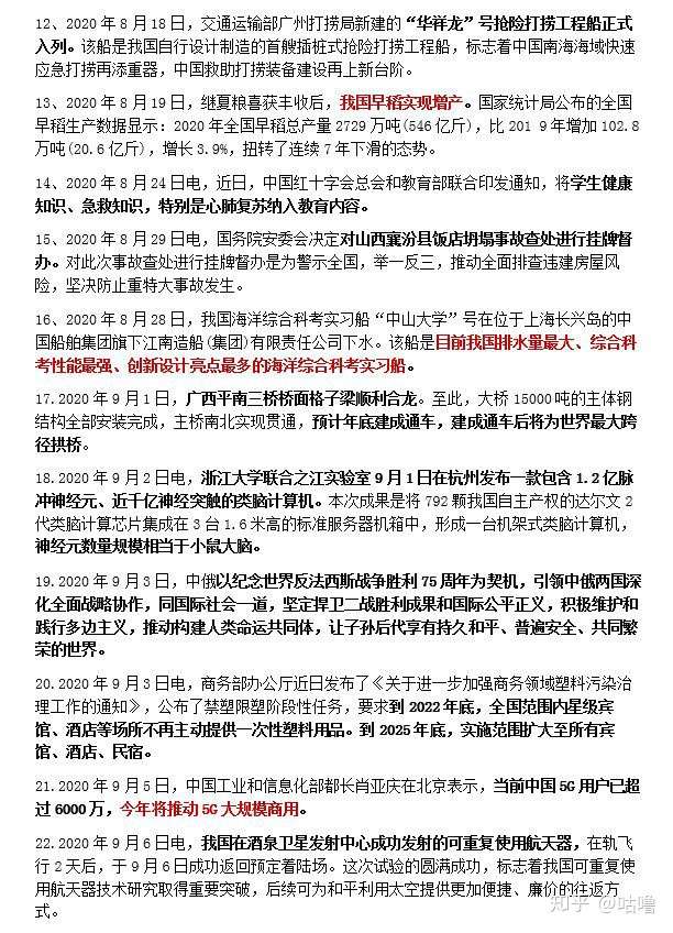 2020下半年时政热点汇总