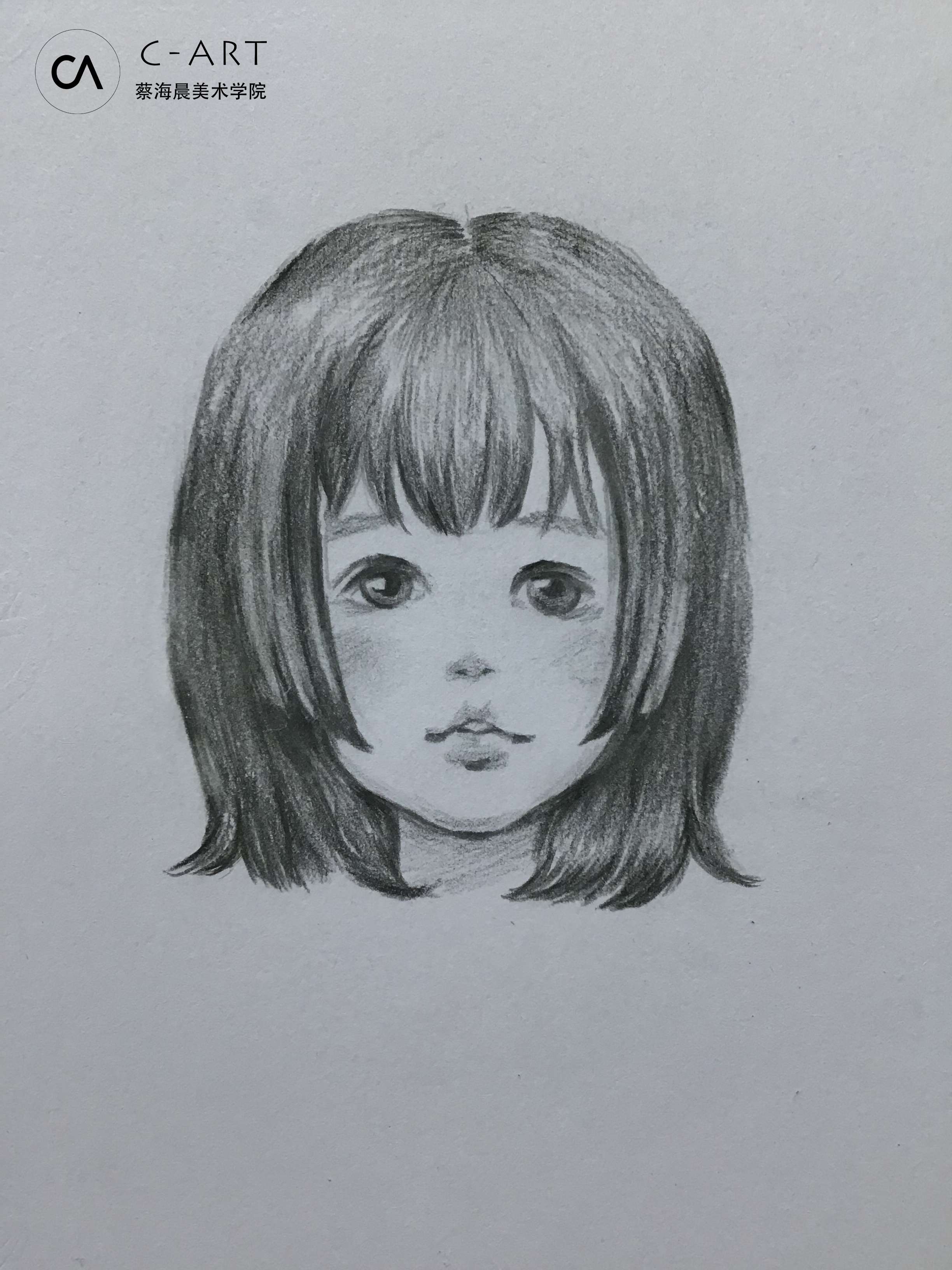 蔡海晨美术教育 的想法  素描人物速写小女孩