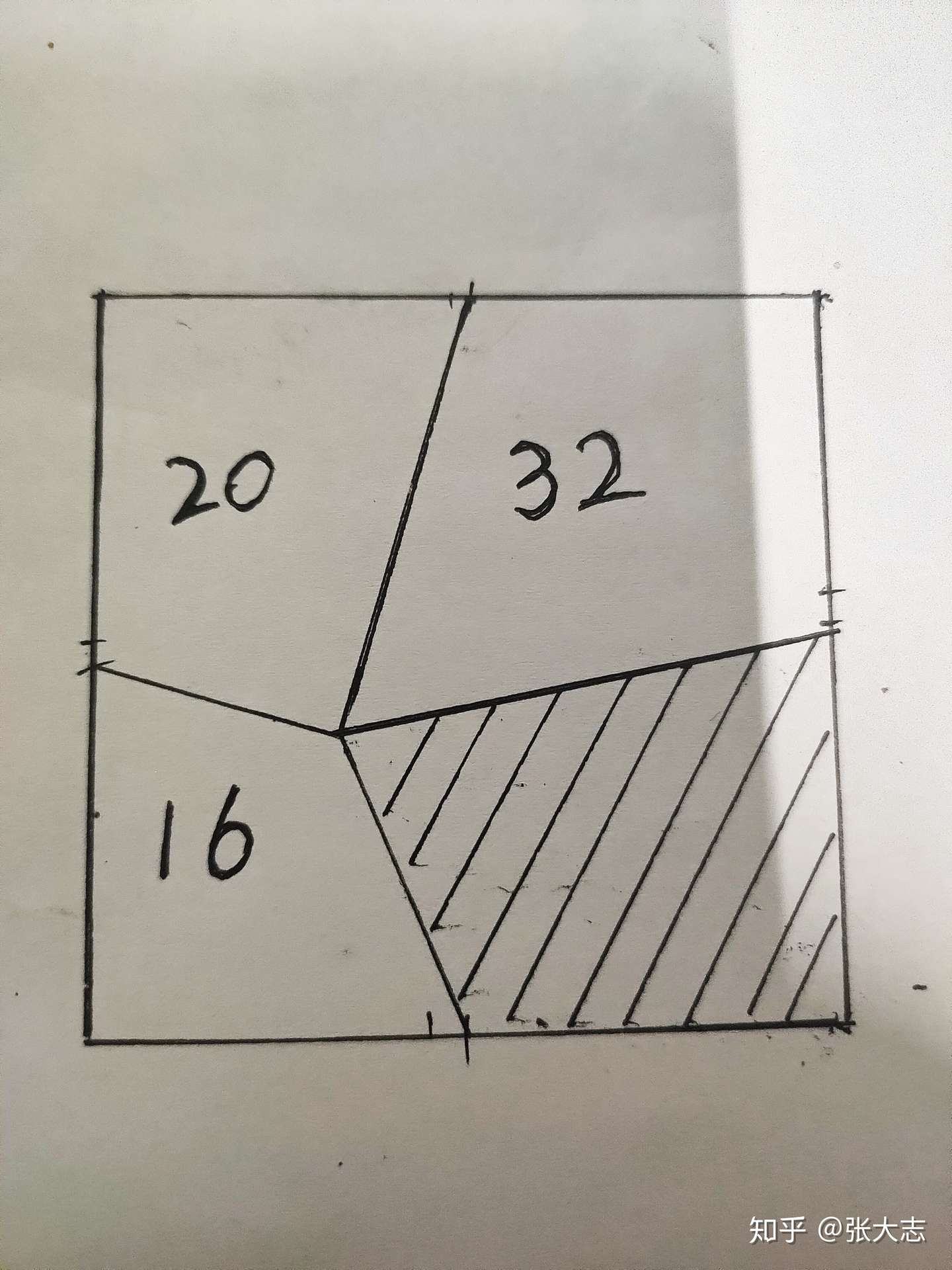 小学奥数题 取矩形四条边中点四分矩形 已知其中三块的面积求阴影面积的最快解法 知乎
