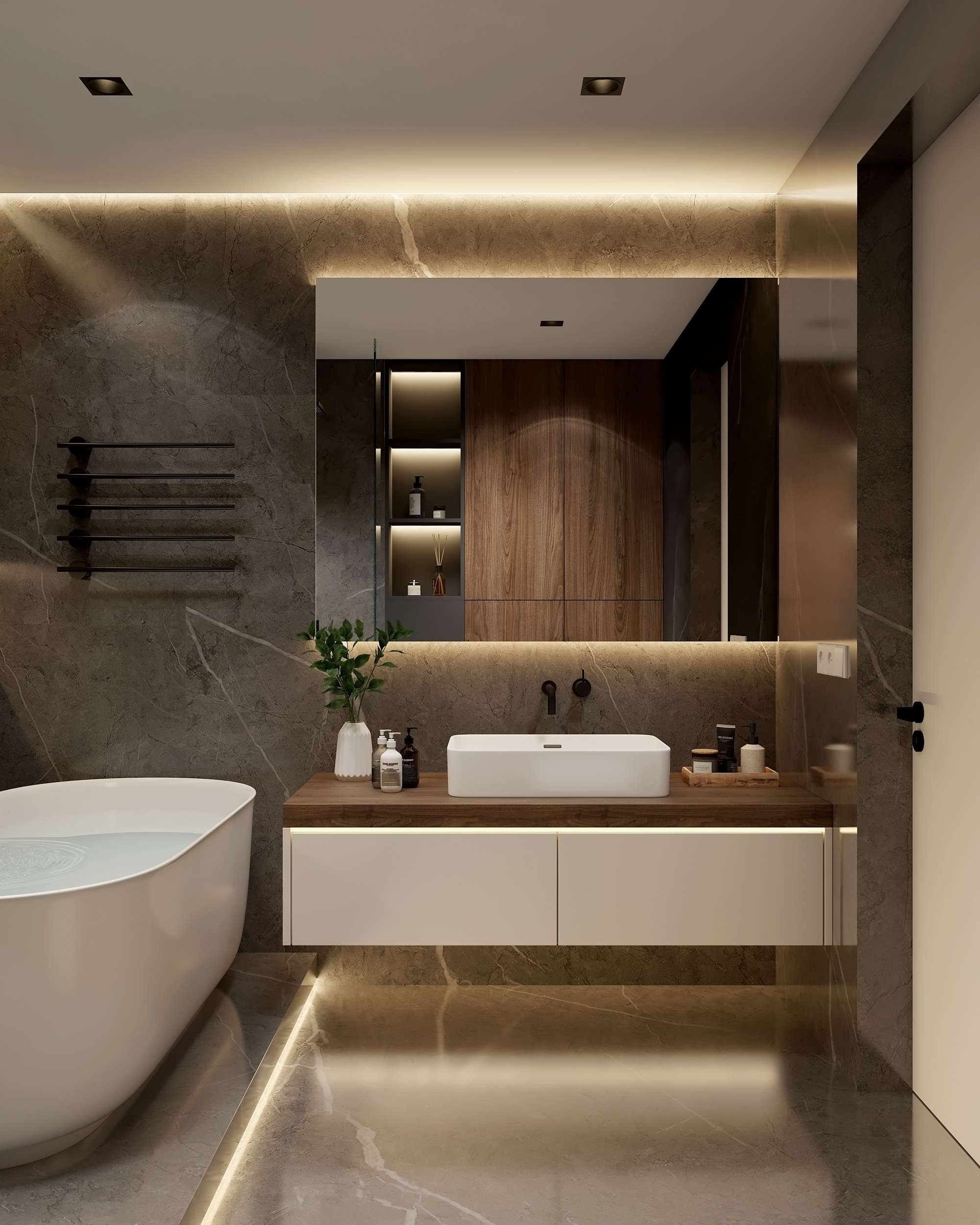 瑞尔特智能卫浴 的想法: 意式原木风卫生间| 智能马桶颜值太顶了