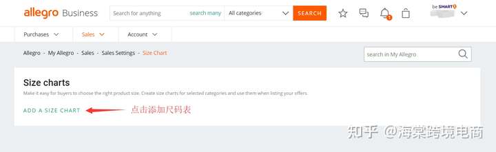 波兰Allegro销售设置(Sales Settings)3-Size chart(尺码表)及Blacklisted of buyers(买家黑名单)