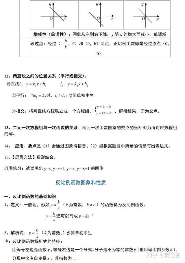 一次函数 反比例函数 二次函数 初中所有函数知识点都在这里了 知乎