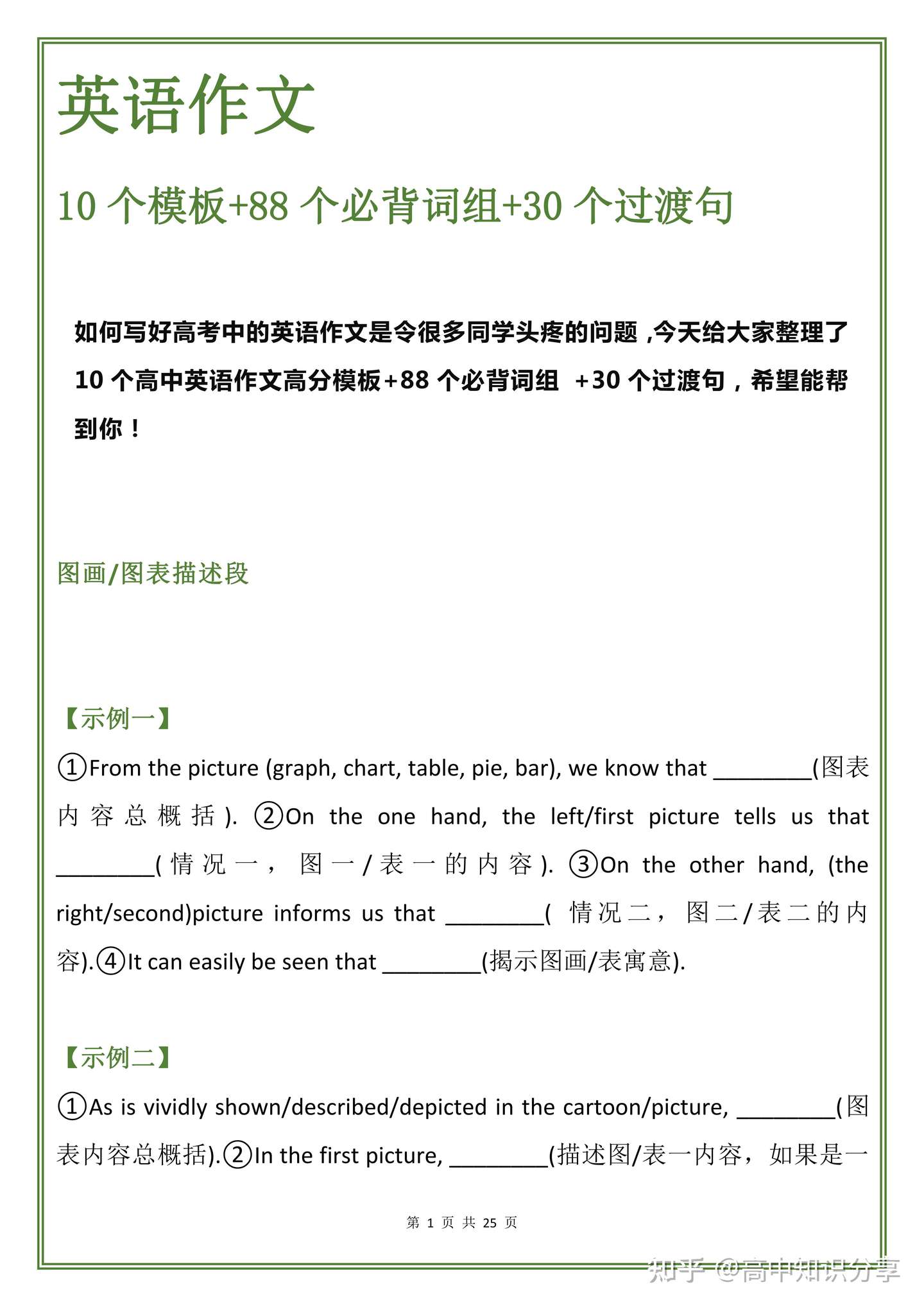 高中英语高分写作模板 躺着都能提分 知乎
