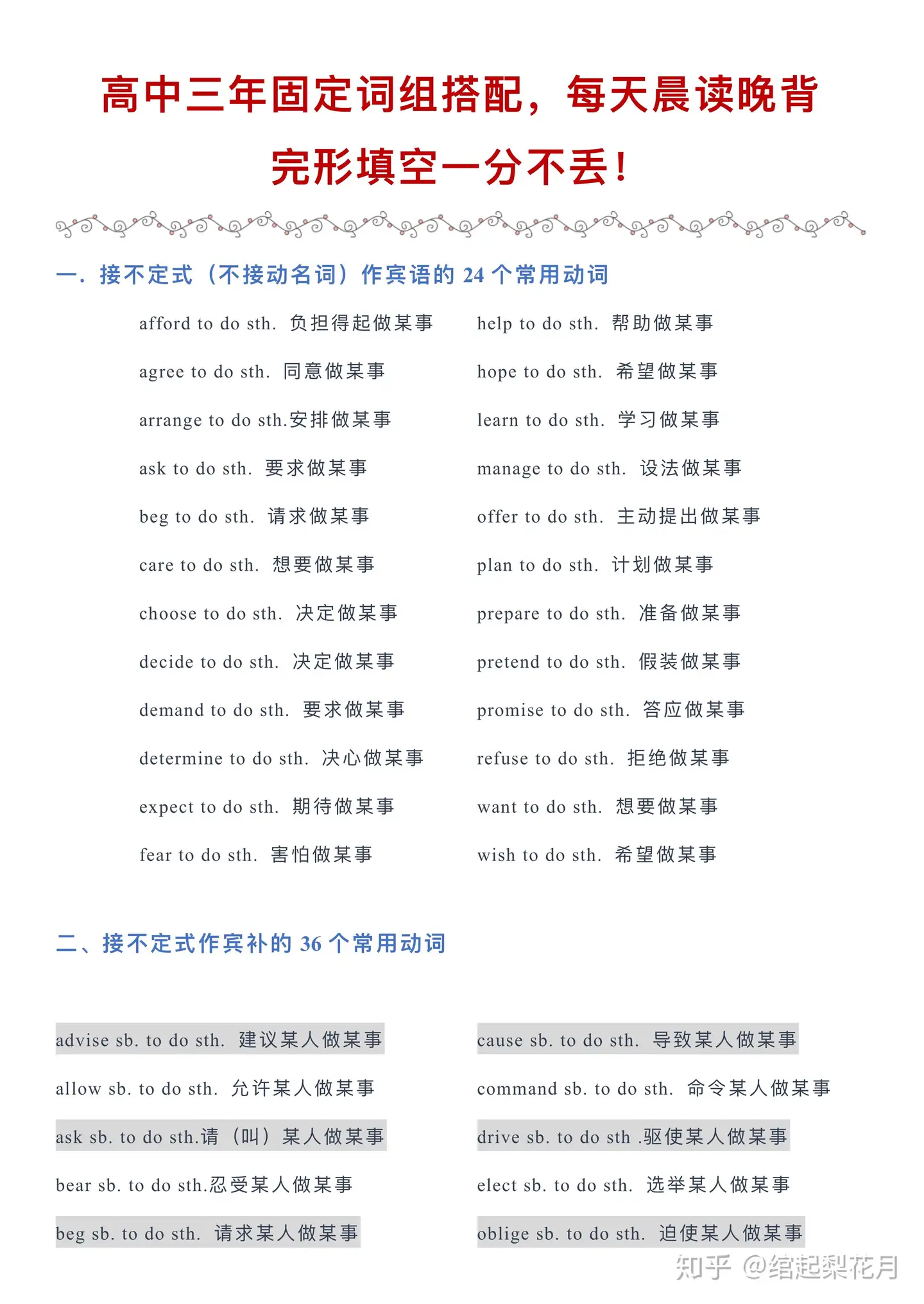 高中三年 固定词组搭配 每天晨读晚背 完型填空一分不丢 知乎