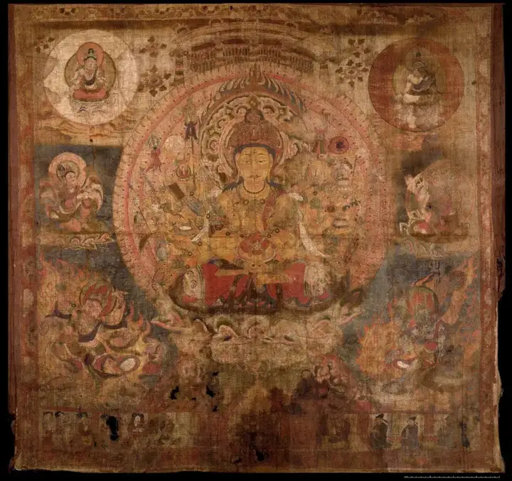 敦煌唐代麻布画千手千眼观音菩萨像