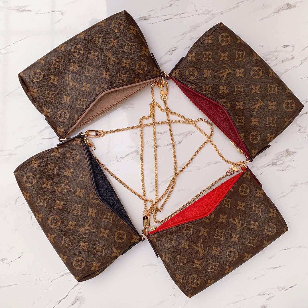 82lvpallasclutch老花拼色牛皮单肩链条斜挎包82